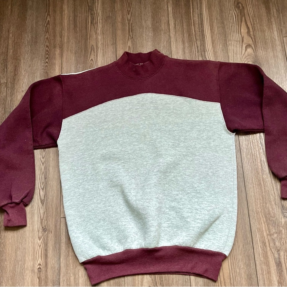 Jansport Men's Maroon and Light Gray Crewneck Sweater